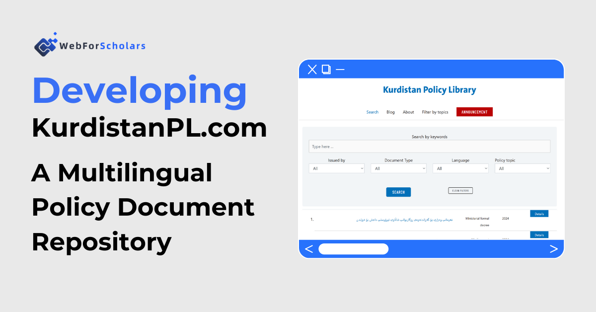Feature image highlighting the sleek and multilingual design of KurdistanPL.com, an educational repository providing structured access to academic resources for Kurdish scholars and researchers.